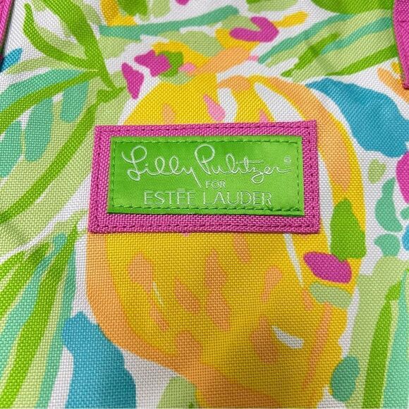 Lilly Pulitzer Estée Lauder Lemon Tropical Canvas Tote Bag - Picture 9 of 11